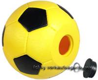 Spardose Fuball gelb/ schwarz mit Spardosenschloss und Spardosenschlssel Mae ca.: = 15,5 cm - Bild vergrern 