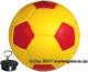 Spardose Fuball gelb/ rot mit Spardosenschloss und Spardosenschlssel Mae ca.: = 15,5 cm