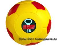 Spardose Fuball gelb/ rot mit Spardosenschloss und Spardosenschlssel Mae ca.: = 15,5 cm - Bild vergrern 