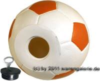 Spardose Fuball wei/ orange mit Spardosenschloss und Spardosenschlssel Mae ca.: = 15,5 cm - Bild vergrern 