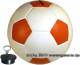 Spardose Fuball wei/ orange mit Spardosenschloss und Spardosenschlssel Mae ca.: = 15,5 cm