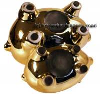 Doppel- Sparschwein Gold mit Spiegel- Effekt Keramik mit Spardosenstopfen Mae ca.: L= 18 cm - Bild vergrern 
