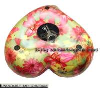 Herz Spardose Dekor Blumen bunt Keramik mit Spardosenschloss und Metallschlssel Mae ca.: L= 19 cm - Bild vergrern 