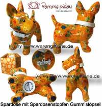 Spardose Spartier Hund Bommer orange Keramik Marke Pomme Pidou Mae ca.: L= 17,5 cm - Bild vergrern 