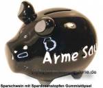 Sparschwein 3D Design Arme Sau schwarz Keramik Marke KCG Maße ca.: L= 12,5 cm