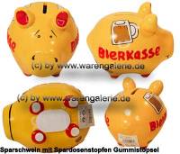 Sparschwein �Bierkasse� orange  �  modernes KCG 3D Keramik-Design Ma�e ca.: L= 12,5 cm - Bild vergr��ern 