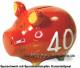 Sparschwein 3D Design 40 Birthday! rot Keramik Marke KCG Mae ca.: L= 12,5 cm