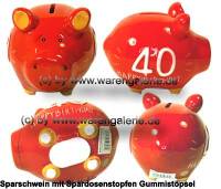 Sparschwein 3D Design 40 Birthday! rot Keramik Marke KCG Mae ca.: L= 12,5 cm - Bild vergrern 