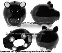 Sparschwein Blanko schwarz ohne Beschriftung Keramik Marke KCG Ma�e ca.: L= 12,5 cm - Bild vergr��ern 