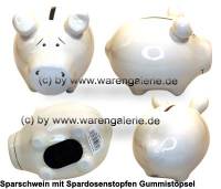 Sparschwein Blanko wei ohne Beschriftung Keramik Marke KCG Mae ca.: L= 12,5 cm - Bild vergrern 