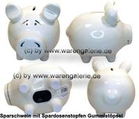 Sparschwein Blanko wei mittelgro ohne Beschriftung Keramik Marke KCG Mae ca.: L= 17 cm - Bild vergrern 