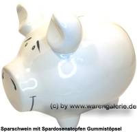Sparschwein Blanko weiß mittelgroß ohne Beschriftung Keramik Marke KCG Maße ca.: L= 17 cm