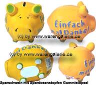 Sparschwein 3D Design Einfach mal Danke gelb Keramik Marke KCG Ma�e ca.: L= 12,5 cm - Bild vergr��ern 