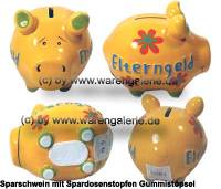 Sparschwein 3D Design �Elterngeld� dunkelgelb Keramik Marke KCG Ma�e ca.: L= 12,5 - Bild vergr��ern 