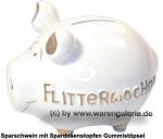 Sparschwein �Flitterwochen�  wei&szlig; � modernes KCG 3D Keramik-Design Ma&szlig;e ca.: L= 12,5 cm