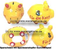 Sparschwein 3D Design Fr die Katz gelb Keramik Marke KCG Mae ca.: L= 12,5 cm - Bild vergrern 