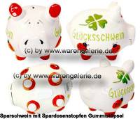 Sparschwein 3D Design Glcksschwein mittel wei mittelgro Keramik Marke KCG Mae ca.: L= 17 cm - Bild vergrern 