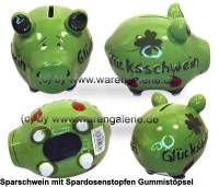 Sparschwein 3D Design Glcksschwein grn Keramik Marke KCG Mae ca.: L= 12,5 cm - Bild vergrern 