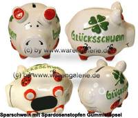 Sparschwein 3D Design Glcksschwein Luxusvariante wei Keramik Marke KCG Mae ca.: L= 12,5 cm - Bild vergrern 