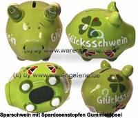 Sparschwein 3D Glcksschwein Neues Design grn Keramik Marke KCG Mae ca.: L= 12, 5 cm - Bild vergrern 