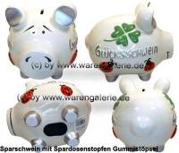 Sparschwein 3D Design Glcksschwein wei mittelgro Keramik Marke KCG Mae ca.: L= 17 cm - Bild vergrern 