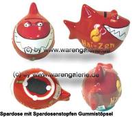 Spardose Spartier 3D Design Hai-Zen rot Keramik Marke KCG Mae ca.: L= 14,5 cm  - Bild vergrern 
