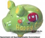 Sparschwein 3D Design Happy Camper hellgrün mittelgroß Keramik Marke KCG Maße ca.: L= 17 cm
