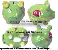 Sparschwein 3D Design Happy Camper hellgr�n mittelgro� Keramik Marke KCG Ma�e ca.: L= 17 cm - Bild vergr��ern 