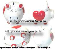 Sparschwein 3D Design Herz Dekor wei klein Keramik Marke KCG Mae ca.: L= 12,5 cm - Bild vergrern 