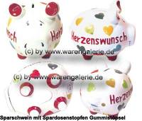 Sparschwein 3D Design �Herzenswunsch- wei�/ bunt mittelgro� Keramik Marke KCG Ma�e ca.: L= 17 cm - Bild vergr��ern 