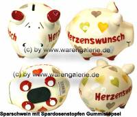 Sparschwein 3D Design Herzenswunsch cremewei Keramik Marke KCG Mae ca.: L= 12,5 cm - Bild vergrern 