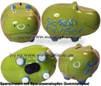 Spardose Spartier 3D Design Hippo hellgr�n mittelgro� Keramik Marke KCG Ma�e ca.: L=  17 cm - Bild vergr��ern 