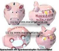 Sparschwein 3D Design Hurra ein M�dchen rosa klein Keramik Marke KCG Ma�e ca.: L= 12,5 cm - Bild vergr��ern 