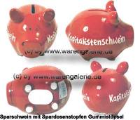 Sparschwein 3D Design Kapitalistenschwein rot Keramik Marke KCG Ma�e ca.: L= 12,5 cm - Bild vergr��ern 