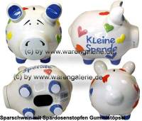 Sparschwein 3D Design Kleine Spende wei mittelgro Keramik Marke KCG Mae ca.: L= 17 cm - Bild vergrern 