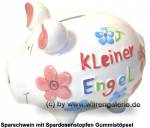 Sparschwein Kleiner Engel Weiß Mittelgroß Keramik Marke KCG Maße ca.: L= 17 cm