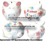 Sparschwein �Kleiner Engel� Wei� Mittelgro� Keramik Marke KCG Ma�e ca.: L= 17 cm - Bild vergr��ern 