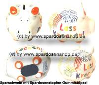 Sparschwein 3D Design Lass Krachen! wei Keramik Marke KCG Mae ca.: L= 12,5 cm - Bild vergrern 