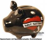 Sparschwein Next Tattoo schwarz buntes Dekor Keramik Marke KCG Maße ca.: L= 12,5 cm