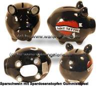 Sparschwein Next Tattoo schwarz buntes Dekor Keramik Marke KCG Mae ca.: L= 12,5 cm - Bild vergrern 