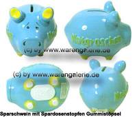 Sparschwein 3D Design Notgroschen hellblau Keramik Marke KCG Mae ca.: L= 12,5 cm - Bild vergrern 