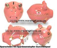 Sparschwein 3D Design Prinzessin rosa Keramik Marke KCG Mae ca.: L= 12,5 cm - Bild vergrern 