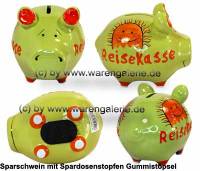 Sparschwein 3D Design Reisekasse gr�n Keramik Marke KCG Ma�e ca.: L= 12,5 cm - Bild vergr��ern 