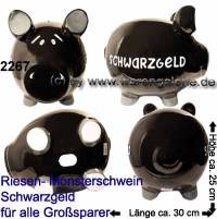 Sparschwein 3D Design Schwarzgeld schwarz riesengroes Monster Keramik Marke KCG Mae ca.: L= 30 cm - Bild vergrern 