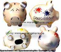 Sparschwein 3D Design Saus + Braus wei mittelgro Keramik Marke KCG Mae ca.: L= 17 cm - Bild vergrern 