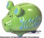 Sparschwein 3D Design Scheiß Kleingeld grün Keramik Marke KCG Maße ca.: L= 12,5 cm