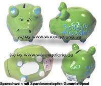 Sparschwein 3D Design Schei� Kleingeld gr�n Keramik Marke KCG Ma�e ca.: L= 12,5 cm - Bild vergr��ern 