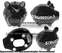 Sparschwein 3D Design Schwarzgeld schwarz Keramik Marke KCG Ma�e ca.: L= 12,5 cm - Bild vergr��ern 