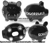 Sparschwein 3D Design Schwarzgeld schwarz mittelgro Keramik Marke KCG Mae ca.: L= 17 cm - Bild vergrern 