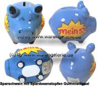 Sparschwein 3D Design �Meins!- hellblau Keramik Marke KCG Ma�e ca.: L= 12,5 cm - Bild vergr��ern 
